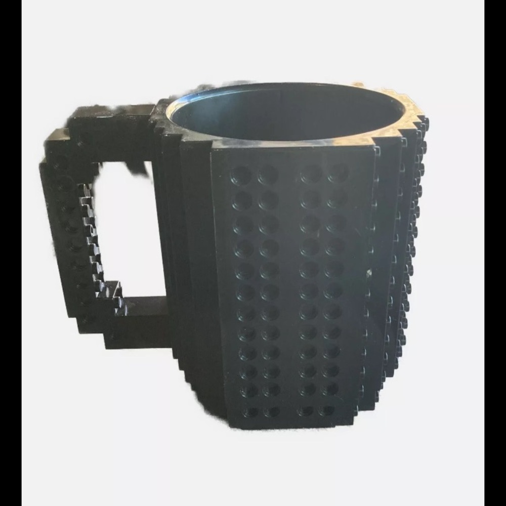 Build-On Brick Black Coffee Mug Cup 12 oz LEGO DIY Building Blocks